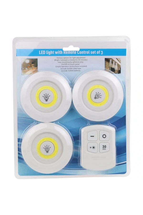Bidebuvar Uzaktan Kumandalı Yapışkanlı 3lü Led Spot Lamba