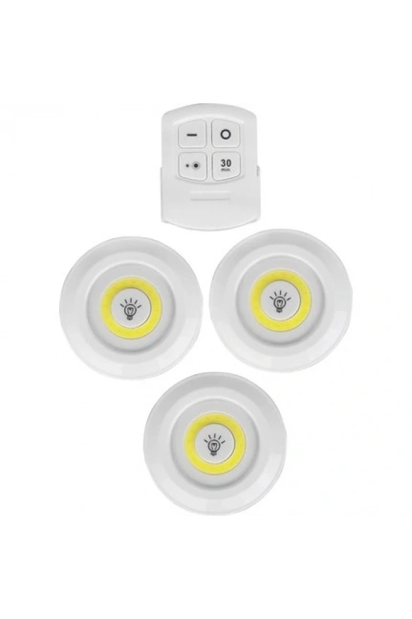 Bidebuvar Uzaktan Kumandalı Yapışkanlı 3lü Led Spot Lamba