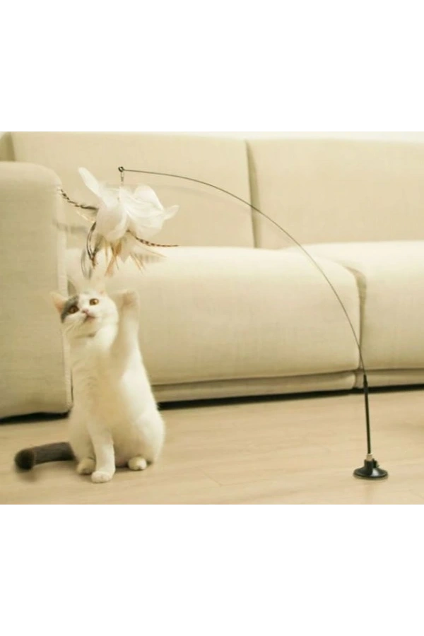 Bidebuvar Vantuzlu Tüylü Zilli Kedi Oyun Oltası