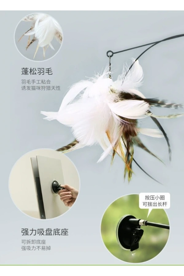 Bidebuvar Vantuzlu Tüylü Zilli Kedi Oyun Oltası