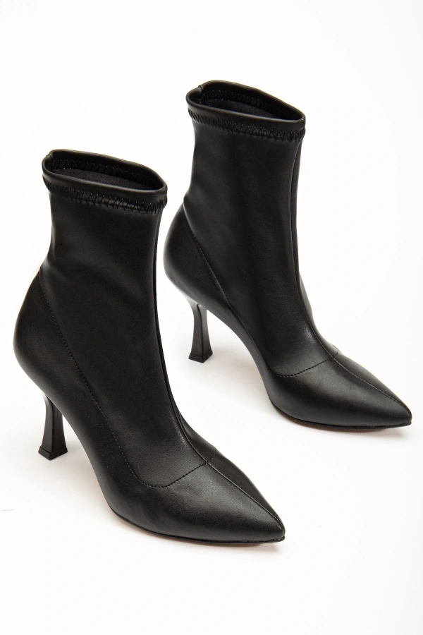 Bidebuvar VRT-023 Siyah Yüksek İnce Topuklu Streç Kadın Bot