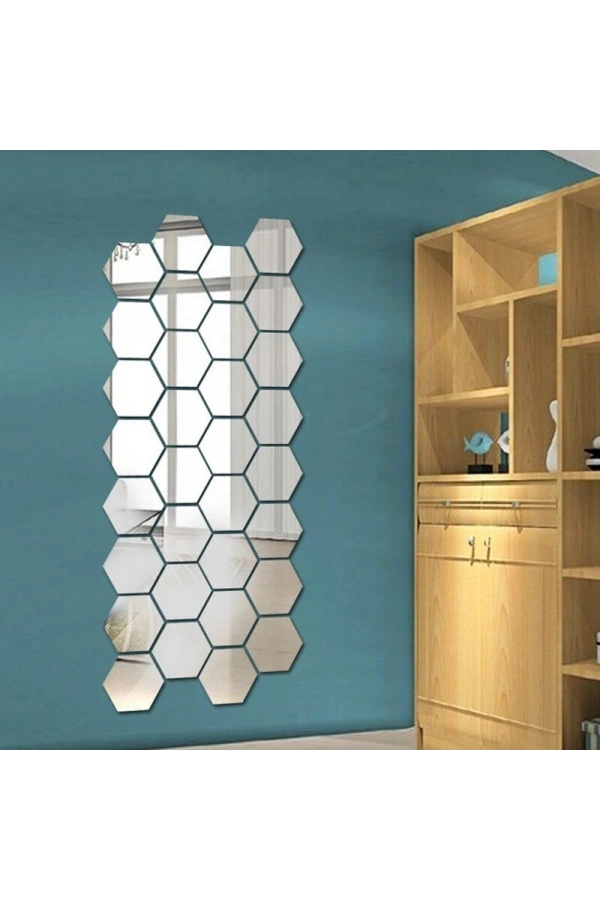 Bidebuvar Yapışkanlı Akrilik Gümüş Ayna Seti 12 Adet