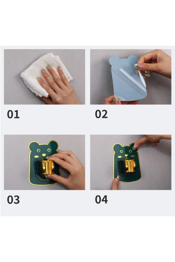 Bidebuvar Yapışkanlı Hayvan Figürlü Hareketli Duş Başlığı Tutucu