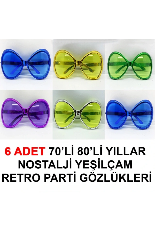 Bidebuvar Yeşilçam Retro Parti Gözlükleri 6 Adet