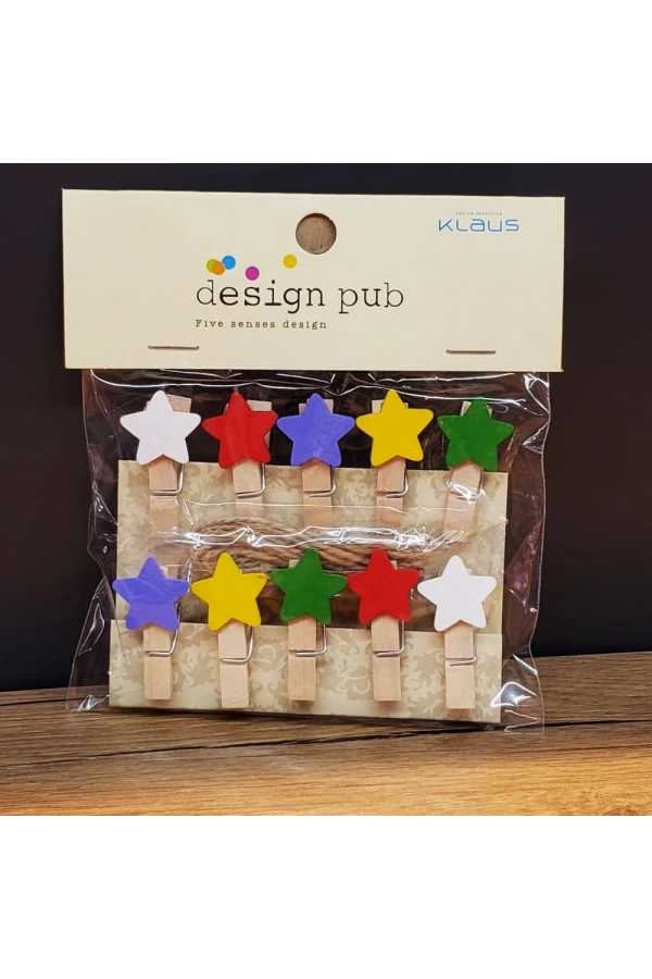 Bidebuvar Yıldız Tasarımlı Mini Fotoğraf Mandalları