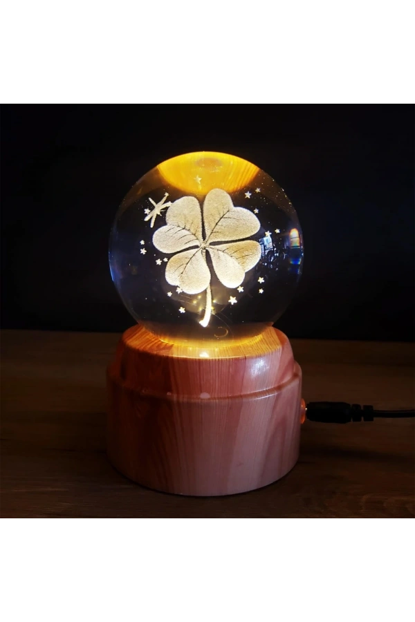 Bidebuvar Yonca Tasarımlı USB Dönen Cam Küre