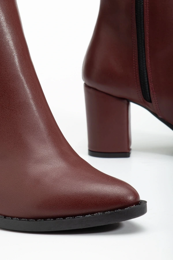 Bidebuvar YSN-4422 Bordo Cilt Topuklu Kadın Çizme