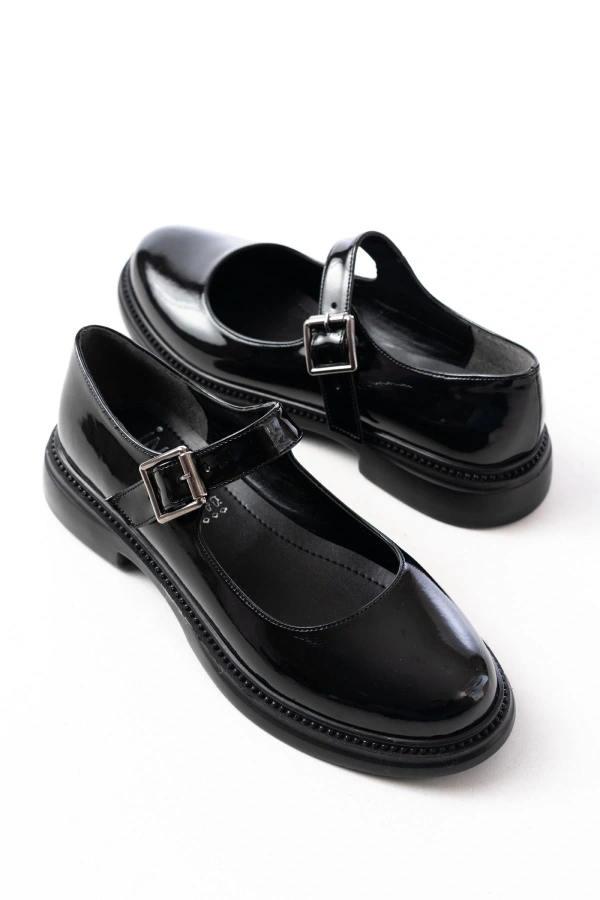 Bidebuvar YSN-4444 Siyah Rugan Günlük Bayan Ayakkabı