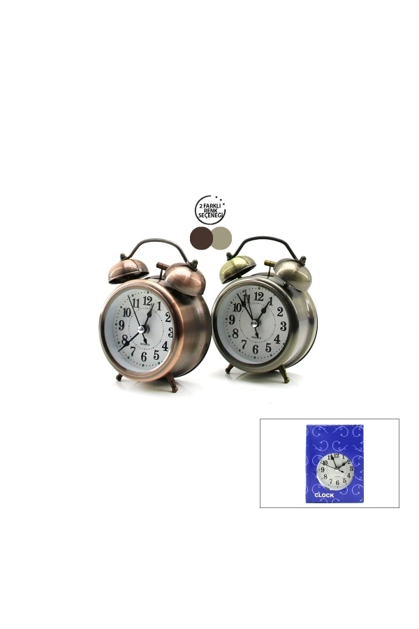 Bidebuvar Yuvarlak Eskitme Metal Çalar Saat