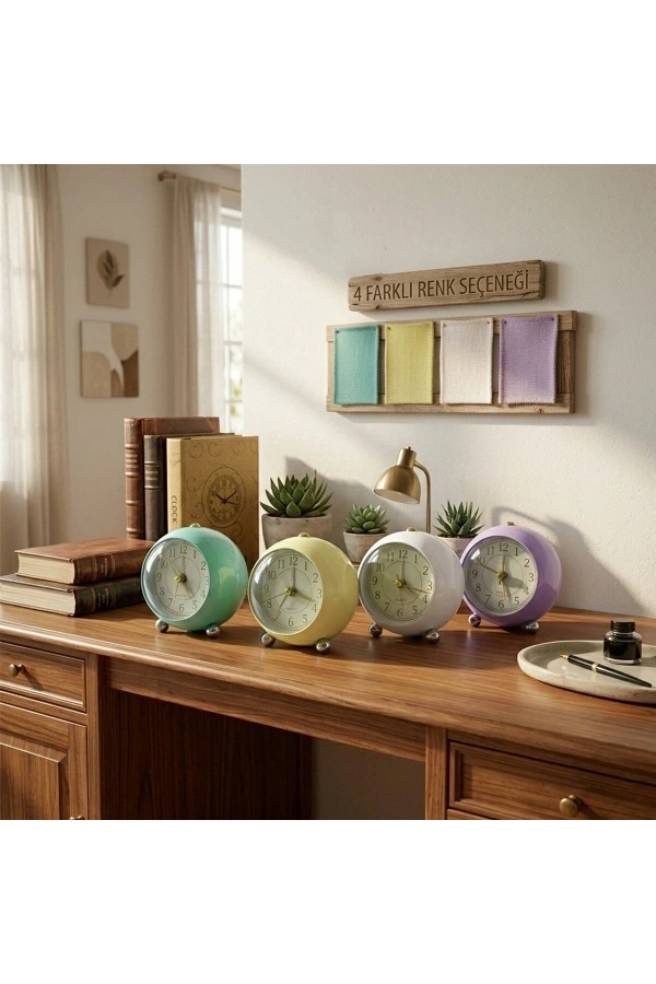 Bidebuvar Yuvarlak Metal Renkli Çalar Saat