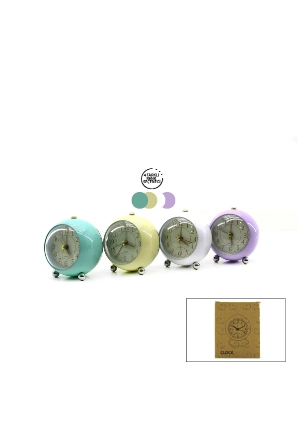 Bidebuvar Yuvarlak Metal Renkli Çalar Saat