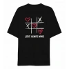 Bidebuvar 14 Şubat Sevgililer Günü Love Always Wins Baskılı Oversize Bisiklet Yaka T-shirt - Siyah