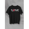 Bidebuvar 14 Şubat Sevgililer Günü Love Baskılı Oversize Bisiklet Yaka T-shirt - Siyah
