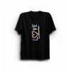 Bidebuvar 14 Şubat Sevgililer Günü Love Baskılı Oversize Bisiklet Yaka T-shirt - Siyah