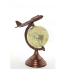 Bidebuvar 25x15 cm Pirinç Uçak Tasarımlı Dünya Küre
