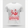 Bidebuvar 30 Ağustos Zafer Bayramı Baskılı Oversize Bisiklet Yaka T-shirt - Beyaz