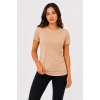 Bidebuvar 3’lü Kısa Kollu Bisiklet Yaka Basic Slim Fit T-Shirt - Pudra Pembe - Mor - Bej