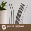 Bidebuvar 6lı Kaşıklı Pipet Seti - Metal - Pipet Temizleme Fırçası