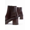 Bidebuvar 767-3020 Kahverengi Fermuarlı Kalın Topuklu Günlük Kadın Bot