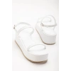 Bidebuvar 861-1027 Beyaz Dolgu Topuk Kadın Sandalet