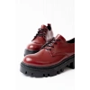 Bidebuvar 868-754 Bordo Rugan Bağcıklı Günlük Yüksek Tabanlı Loafer Ayakkabı
