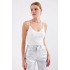 Bidebuvar 918 İp Askılı Crop Top - Beyaz