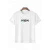 Bidebuvar Anneler Günü Hediye Mom Çiçek Baskılı Oversize Bisiklet Yaka T-shirt - Beyaz