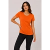 Bidebuvar Basic Bisiklet Yaka Yazlık Slim Fit T-Shirt - Mor  - Turuncu