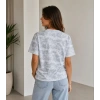 Bidebuvar Batik Desenli Tişört Bisiklet Yaka Kısa Kol Regular Fit T-shirt - Gri