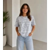 Bidebuvar Batik Desenli Tişört Bisiklet Yaka Kısa Kol Regular Fit T-shirt - Gri