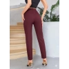 Bidebuvar Bordo Renk Yüksek Bel Maskülen Kesim Kumaş Pantolon