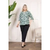 Bidebuvar Desenli Püsküllü Viskon Bluz Bebe Yaka Kısa Kollu Big Size Rahat Kesim - Desenli