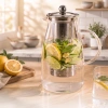 Bidebuvar Detoks Sürahisi - 1500 ml - Paslanmaz Çelik Filtre - Cam