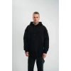 Bidebuvar Double Oversize Kapşonlu Nakışlı SweatShirt - Siyah