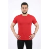 Bidebuvar Erkek Basic Tişört Bisiklet Yaka Kısa Kol Günlük Yazlık Slim Fit T-Shirt - Kırmızı
