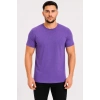 Bidebuvar Erkek Basic Tişört Bisiklet Yaka Kısa Kol Günlük Yazlık Slim Fit T-Shirt - Mor