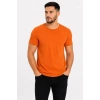 Bidebuvar Erkek Basic Tişört Bisiklet Yaka Kısa Kol Günlük Yazlık Slim Fit T-Shirt - Turuncu