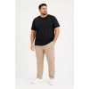Bidebuvar Erkek Battal Big Size Basic Tişört Bisiklet Yaka Rahat Kalıp T-Shirt - Siyah