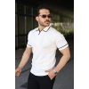 Bidebuvar Erkek Dokulu Desen Yakalı Kısa Kollu Tişört