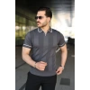 Bidebuvar Erkek Dokulu Desen Yakalı Kısa Kollu Tişört