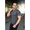 Bidebuvar Erkek Dokulu Desen Yakalı Kısa Kollu Tişört