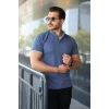 Bidebuvar Erkek Hakim Yaka Dokuma Pamuklu Kumaş Kısa Kollu Tişört