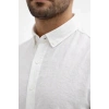 Bidebuvar Erkek KETEN Kumaş Oversize Uzun Kollu Rahat Kalıp Gömlek - Beyaz