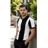 Bidebuvar Erkek Kısa Kollu Polo Yakalı Blok Desenli Triko Bluz