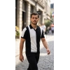 Bidebuvar Erkek Kısa Kollu Polo Yakalı Blok Desenli Triko Bluz