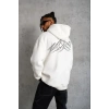 Bidebuvar Erkek Nihilist Penguen Özel Tasarım Oversize Kapüşonlu Sweatshirt - Beyaz