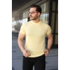 Bidebuvar Erkek Örgü Desen Bisiklet Yaka Triko Tişört - %100 Pamuk Akrilik