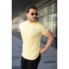 Bidebuvar Erkek Örgü Desen Bisiklet Yaka Triko Tişört - %100 Pamuk Akrilik