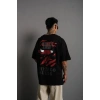 Bidebuvar Erkek Sırt Baskılı A Kalite Oversize T-shirt - Siyah