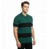 Bidebuvar Erkek T-shirt Çizgili Triko Dokuma Kumaş Polo Yaka Yarım Fermuarlı Regular Kalıp Tişört - Çağla Yeşili